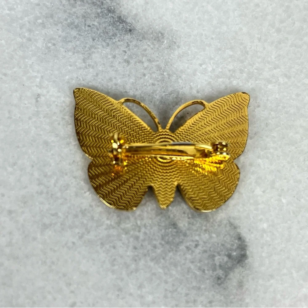 Vintage Pink Enamel Butterfly Brooch - Picture 4 of 10